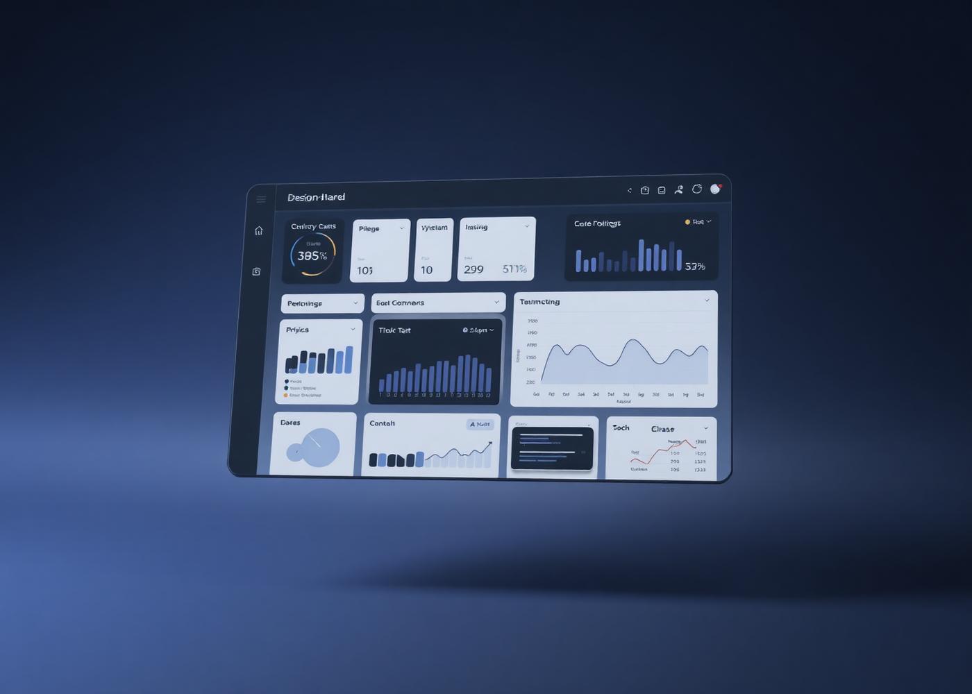 Analytics dashboard mockup with charts and data widgets